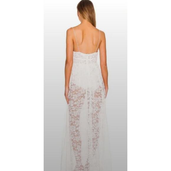 $266 For Love & Lemons Lorena Lace Bodysuit Maxi Dress XS - Picture 2 of 7